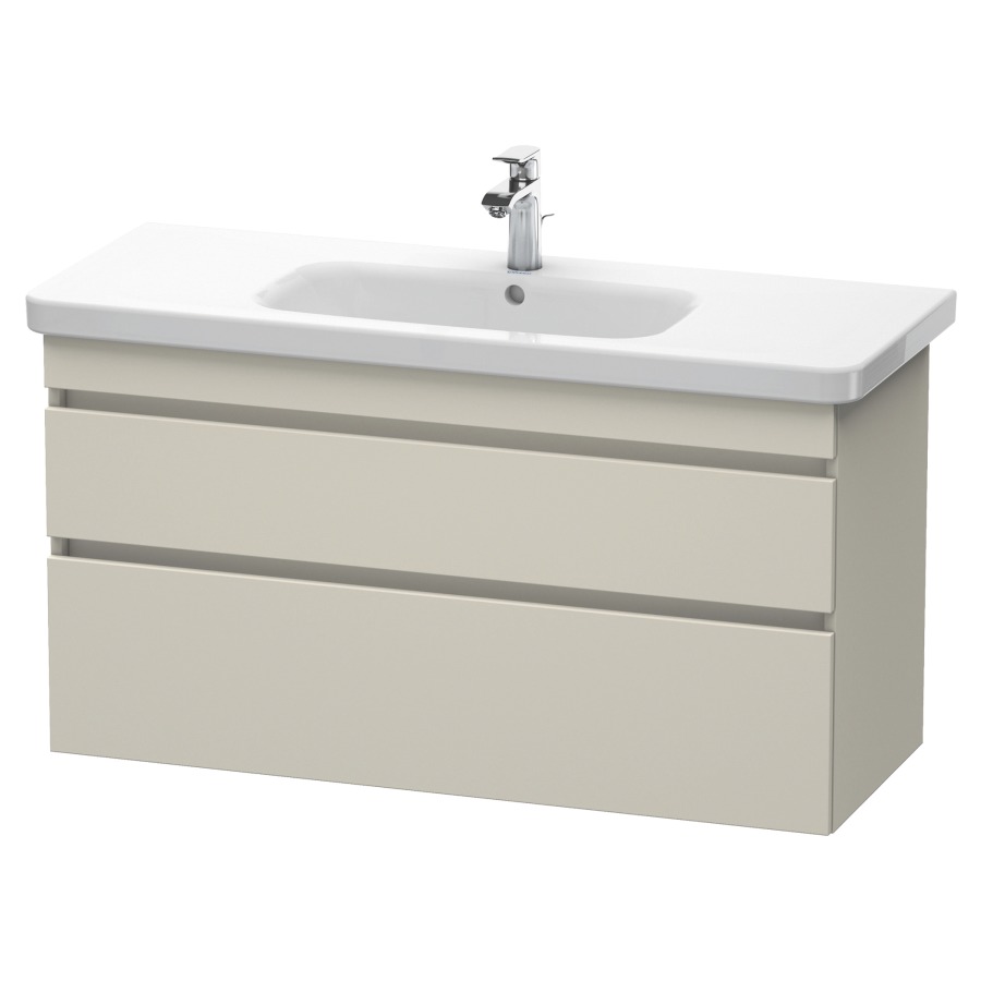 Élément inférieur DURASTYLE
113,0 x 61,0 x 44,8 cm
suspendu, élément à 2 tiroirs
découpe pour siphon et cache
métallique inslus
pour lavabo 232 012