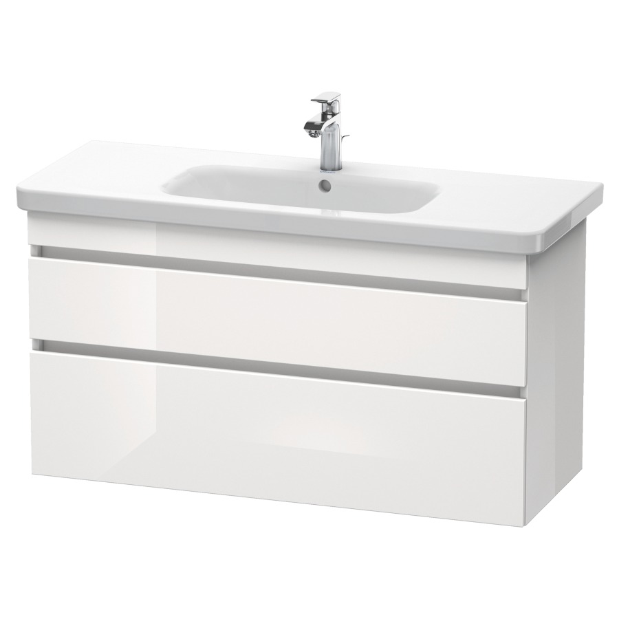 Élément inférieur DURASTYLE
113,0 x 61,0 x 44,8 cm
suspendu, élément à 2 tiroirs
découpe pour siphon et cache
métallique inslus
pour lavabo 232 012