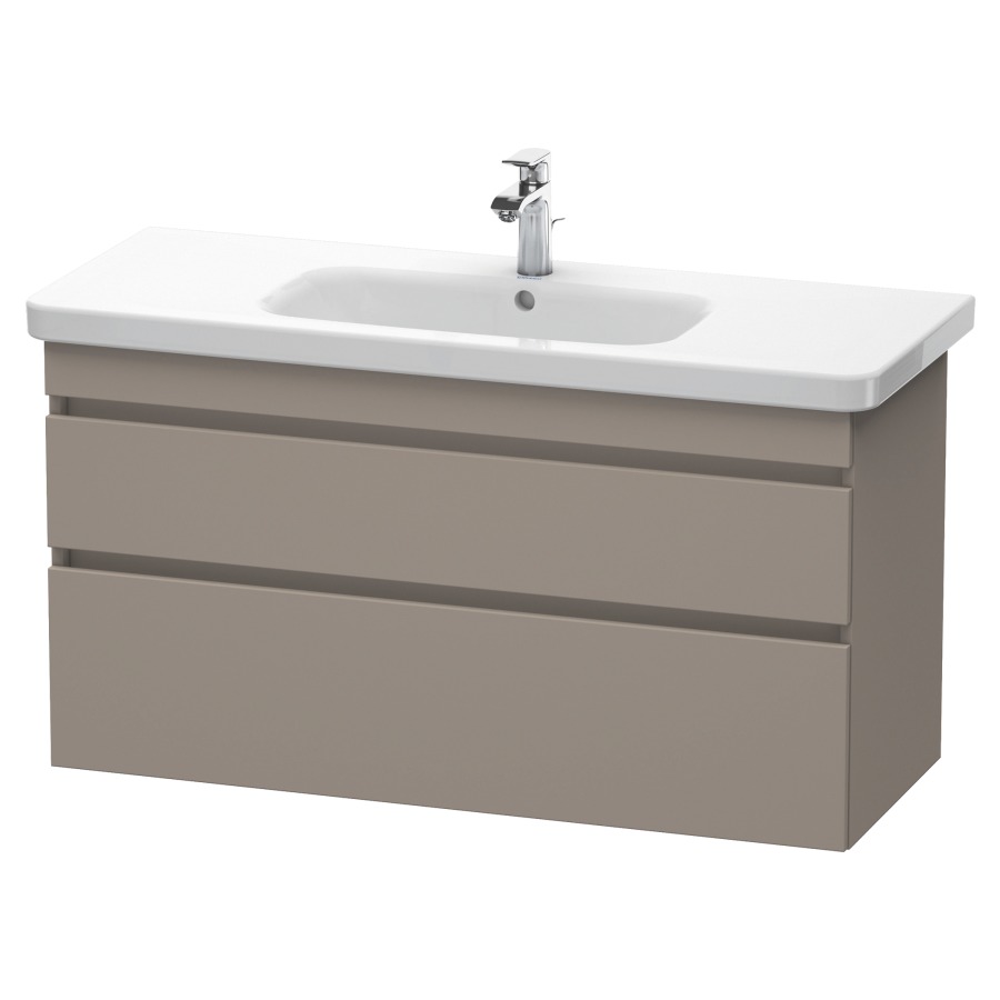 Élément inférieur DURASTYLE
113,0 x 61,0 x 44,8 cm
suspendu, élément à 2 tiroirs
découpe pour siphon et cache
métallique inslus
pour lavabo 232 012