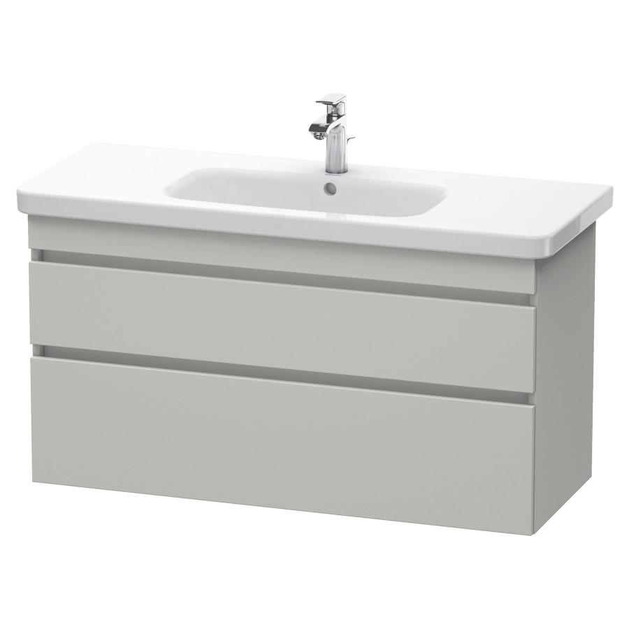 Élément inférieur DURASTYLE
113,0 x 61,0 x 44,8 cm
suspendu, élément à 2 tiroirs
découpe pour siphon et cache
métallique inslus
pour lavabo 232 012