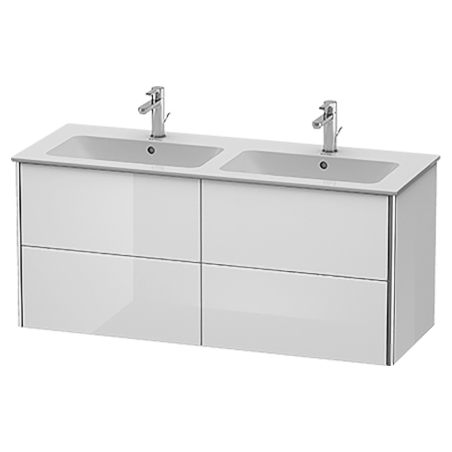 Élément inférieur XSQUARE
128,0 x 56,0 x 47,8 cm
élément à 4 tiroirs
pour lavabo double 212 332
découpe de siphon inclus