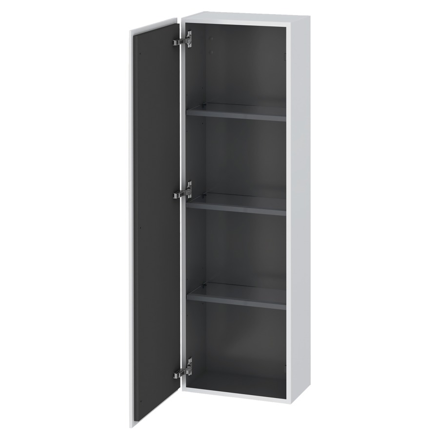 Armoire mi-haute L-CUBE
40,0 x 132,0 x 24,3 cm
armoire de tablette, 1 porte
charnières à gauche
3 tablettes en verre