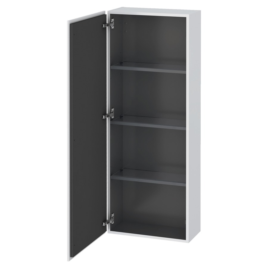 Armoire mi-haute L-CUBE
50,0 x 132,0 x 24,3 cm
armoire de tablette, 1 porte
charnières à gauche
3 tablettes en verre