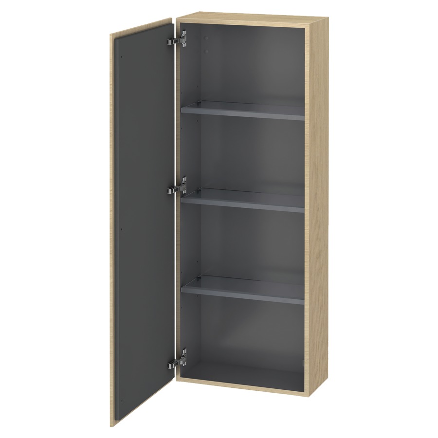 Armoire mi-haute L-CUBE
50,0 x 132,0 x 24,3 cm
armoire de tablette, 1 porte
charnières à gauche
3 tablettes en verre