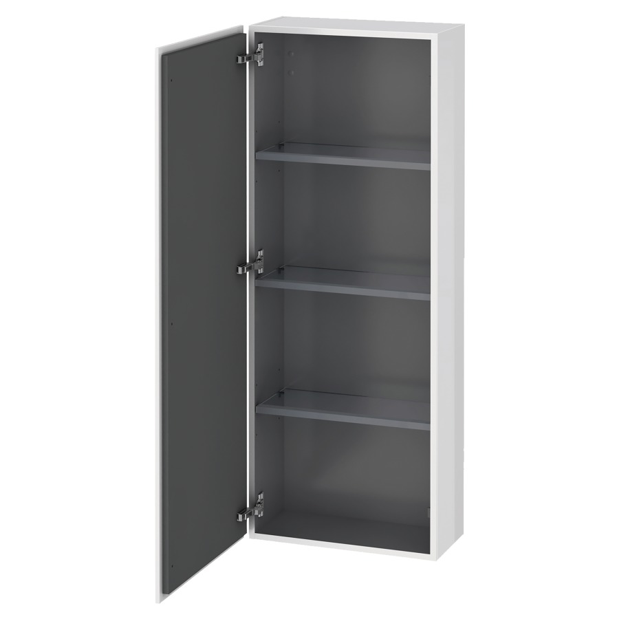 Armoire mi-haute L-CUBE
50,0 x 132,0 x 24,3 cm
armoire de tablette, 1 porte
charnières à gauche
3 tablettes en verre