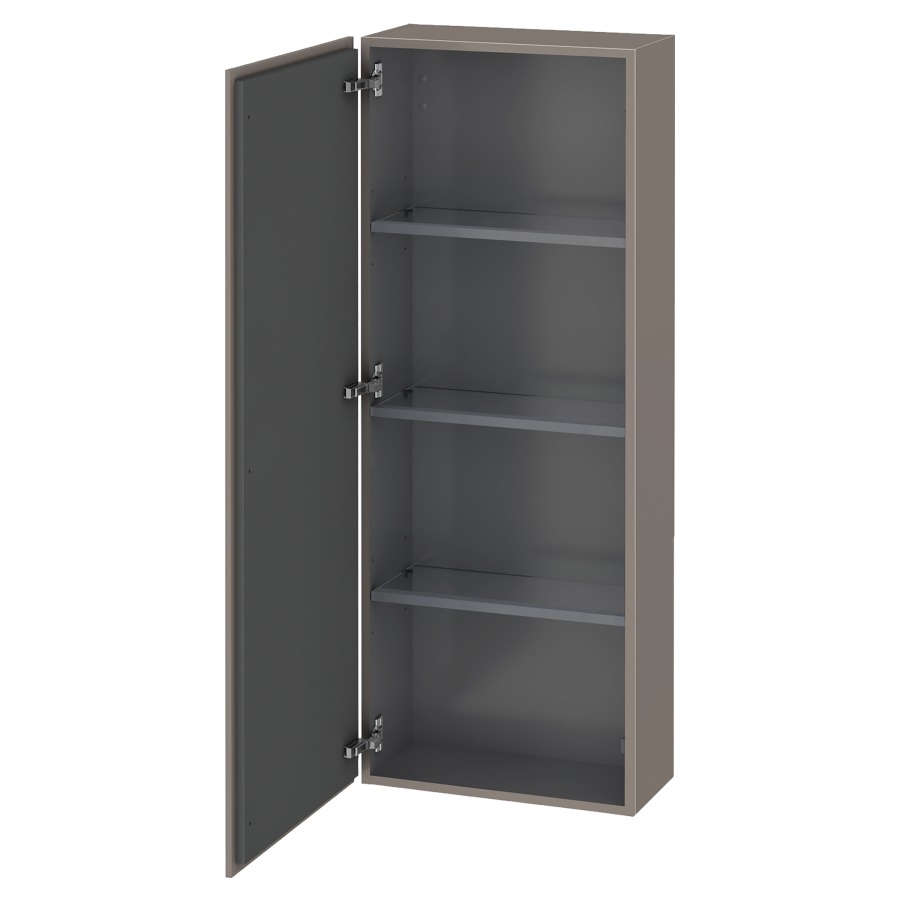 Armoire mi-haute L-CUBE
50,0 x 132,0 x 24,3 cm
armoire de tablette, 1 porte
charnières à gauche
3 tablettes en verre