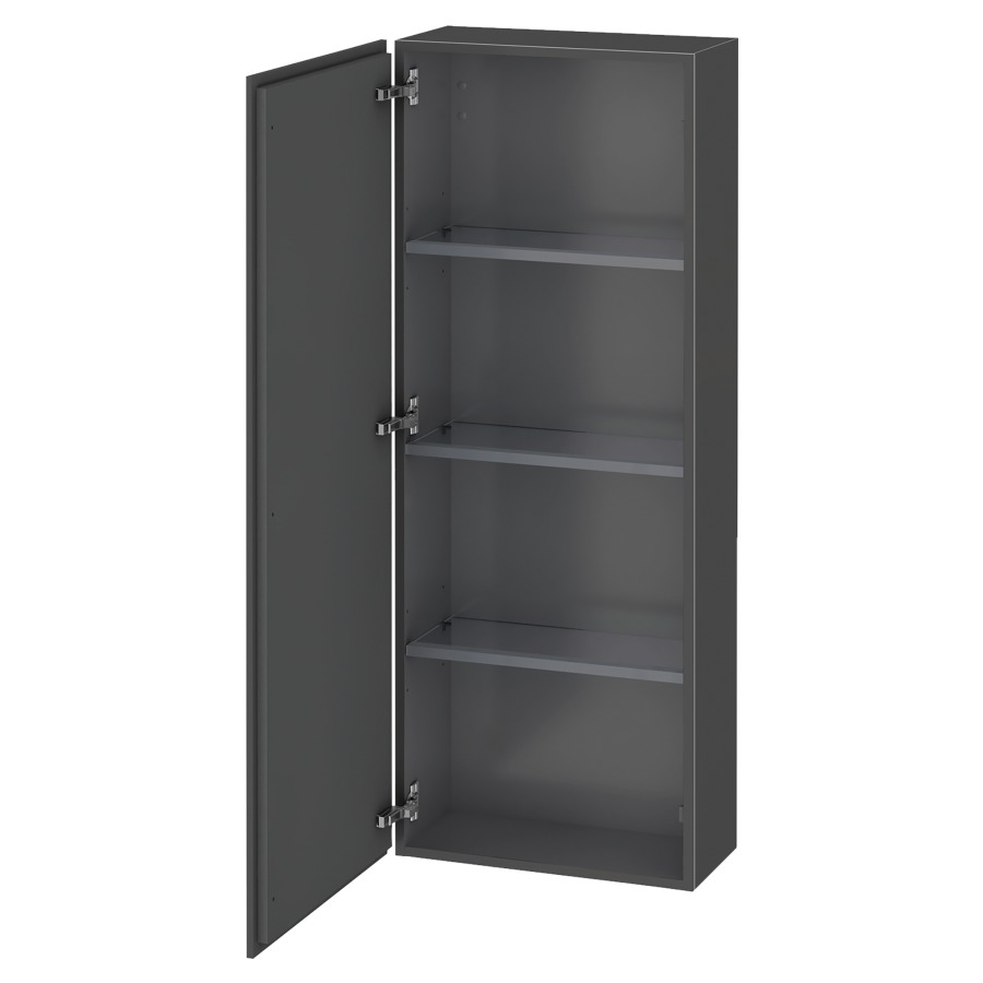 Armoire mi-haute L-CUBE
50,0 x 132,0 x 24,3 cm
armoire de tablette, 1 porte
charnières à gauche
3 tablettes en verre