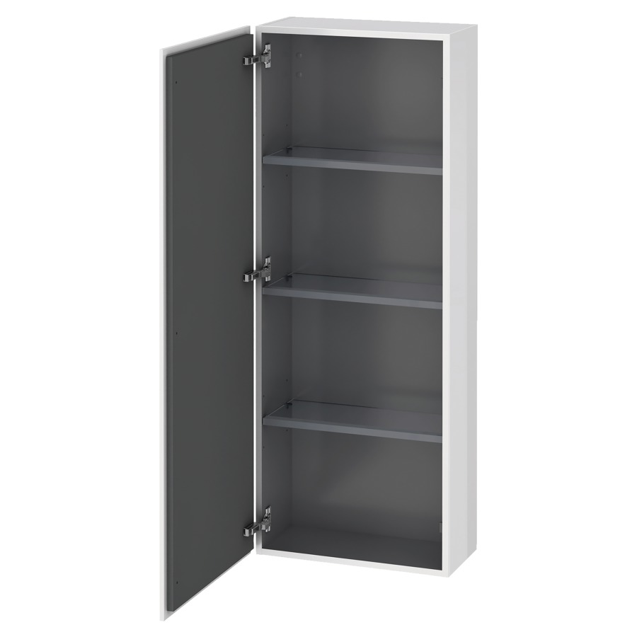 Armoire mi-haute L-CUBE
50,0 x 132,0 x 24,3 cm
armoire de tablette, 1 porte
charnières à gauche
3 tablettes en verre