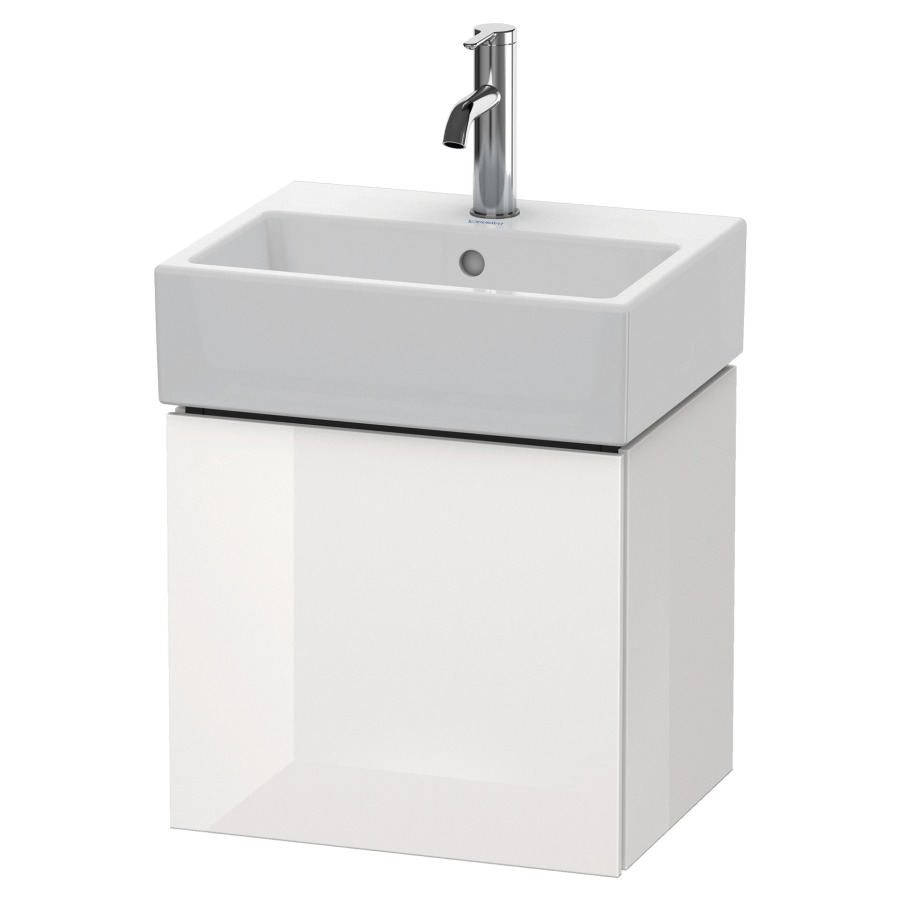 Élément inférieur L-CUBE
43,4 x 40,0 x 34,1 cm
armoire de tablette, 1 porte
charnière à gauche, pour
lavabo Vero Air 212 373/374