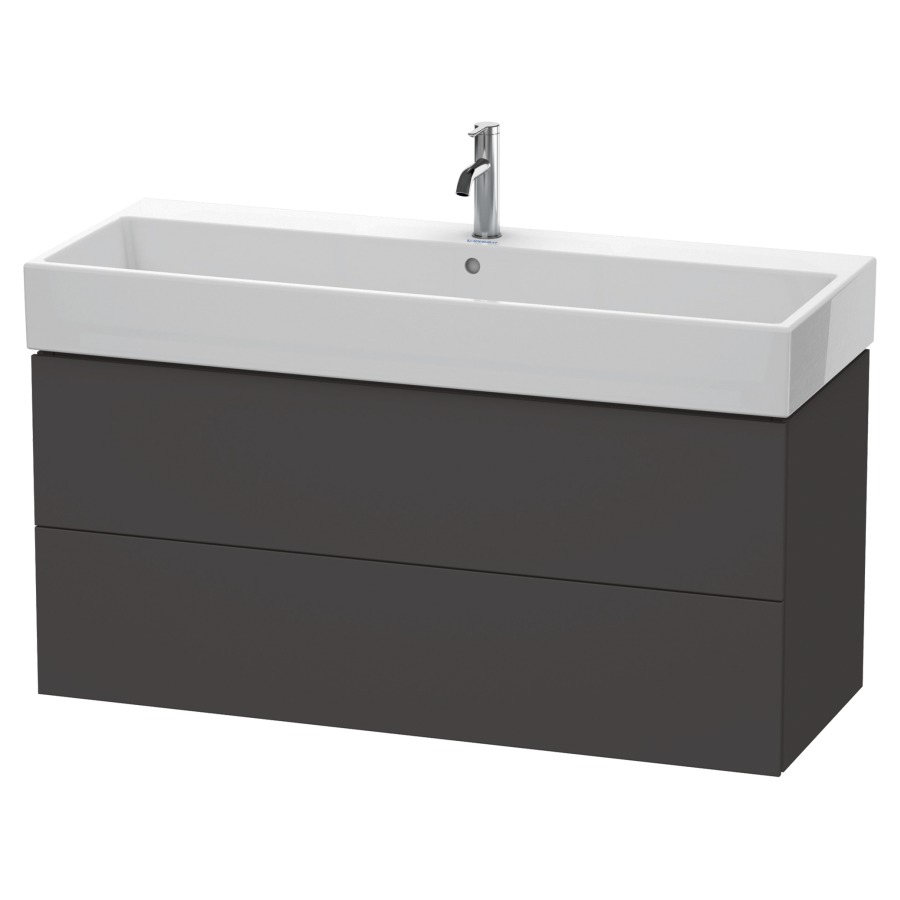 Élément inférieur L-CUBE
118,4 x 54,4 x 45,9 cm
élément à 2 tiroirs, pour
lavabo Vero Air 212 391-394