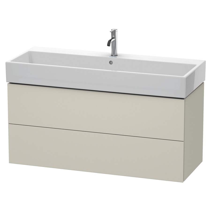 Élément inférieur L-CUBE
118,4 x 54,4 x 45,9 cm
élément à 2 tiroirs, pour
lavabo Vero Air 212 391-394