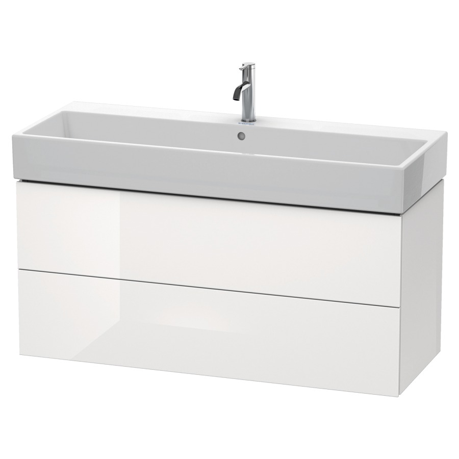 Élément inférieur L-CUBE
118,4 x 54,4 x 45,9 cm
élément à 2 tiroirs, pour
lavabo Vero Air 212 391-394