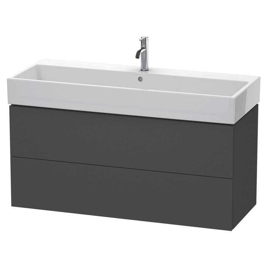 Élément inférieur L-CUBE
118,4 x 54,4 x 45,9 cm
élément à 2 tiroirs, pour
lavabo Vero Air 212 391-394