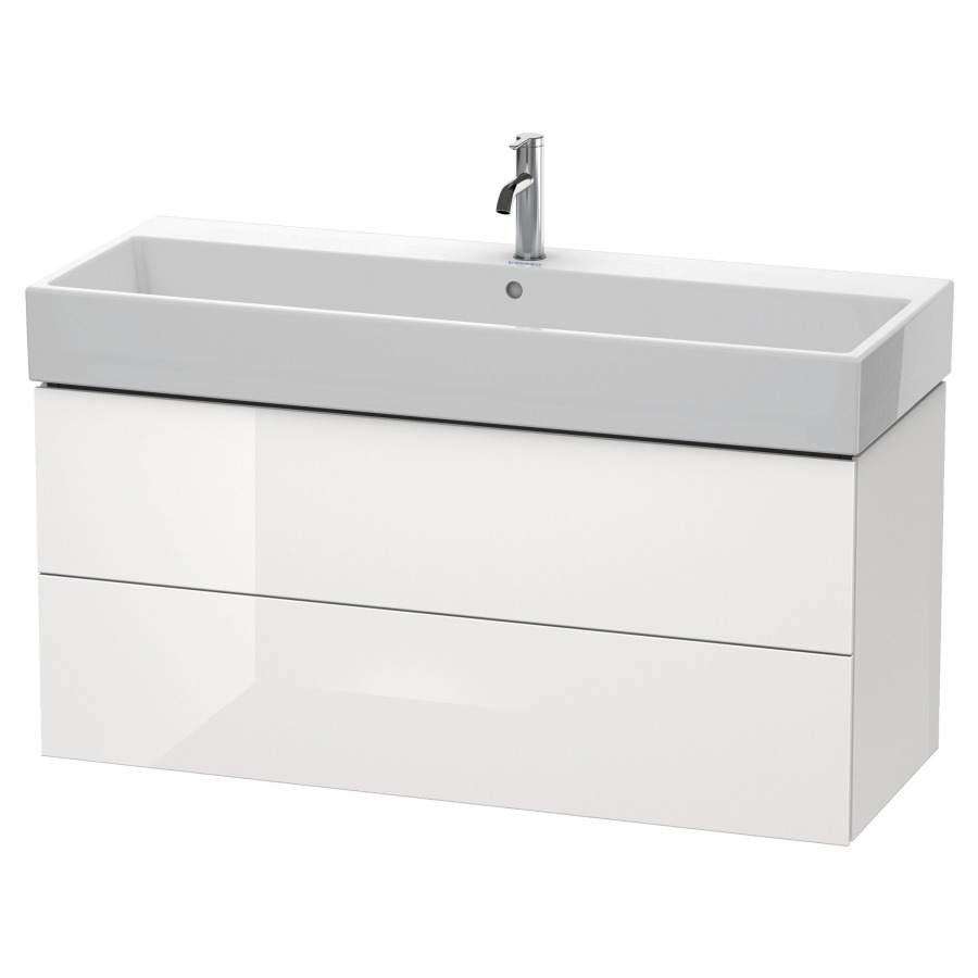 Élément inférieur L-CUBE
118,4 x 54,4 x 45,9 cm
élément à 2 tiroirs, pour
lavabo Vero Air 212 391-394