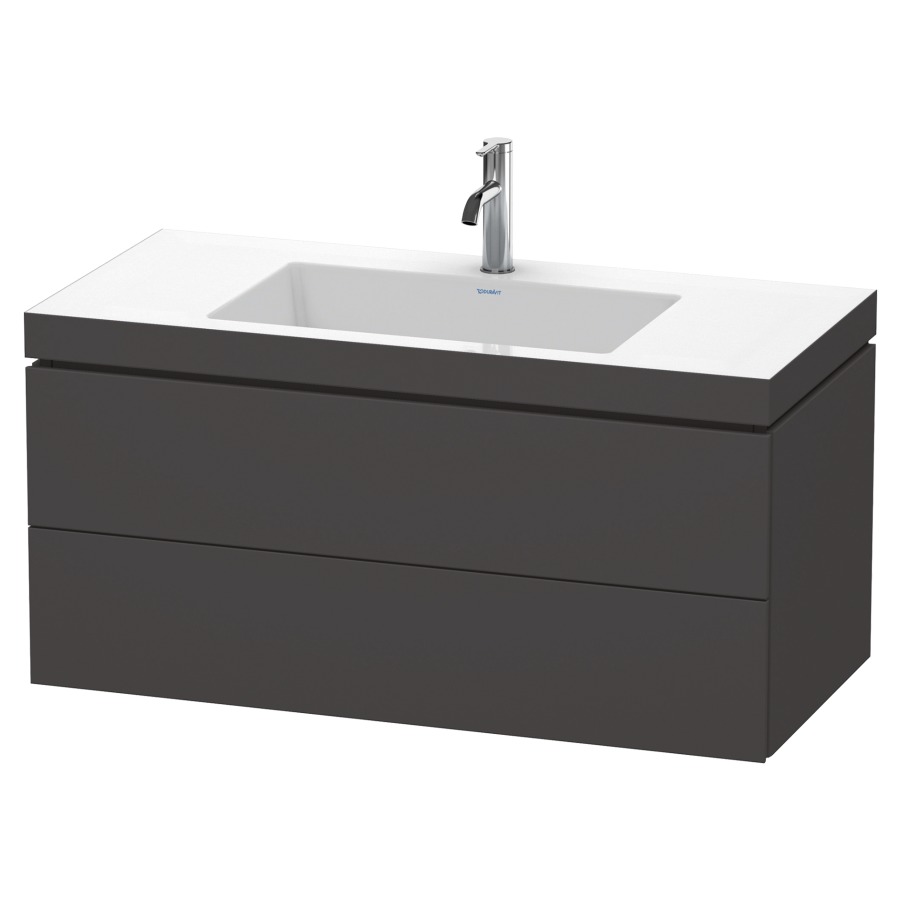 Combination de lavabo L-CUBE
C-BONDED
100,0 x 50,0 x 48,0 cm
élément à 2 tiroirs
avec lavabo Vero Air
100 x 48 cm, avec siphon gain
de place