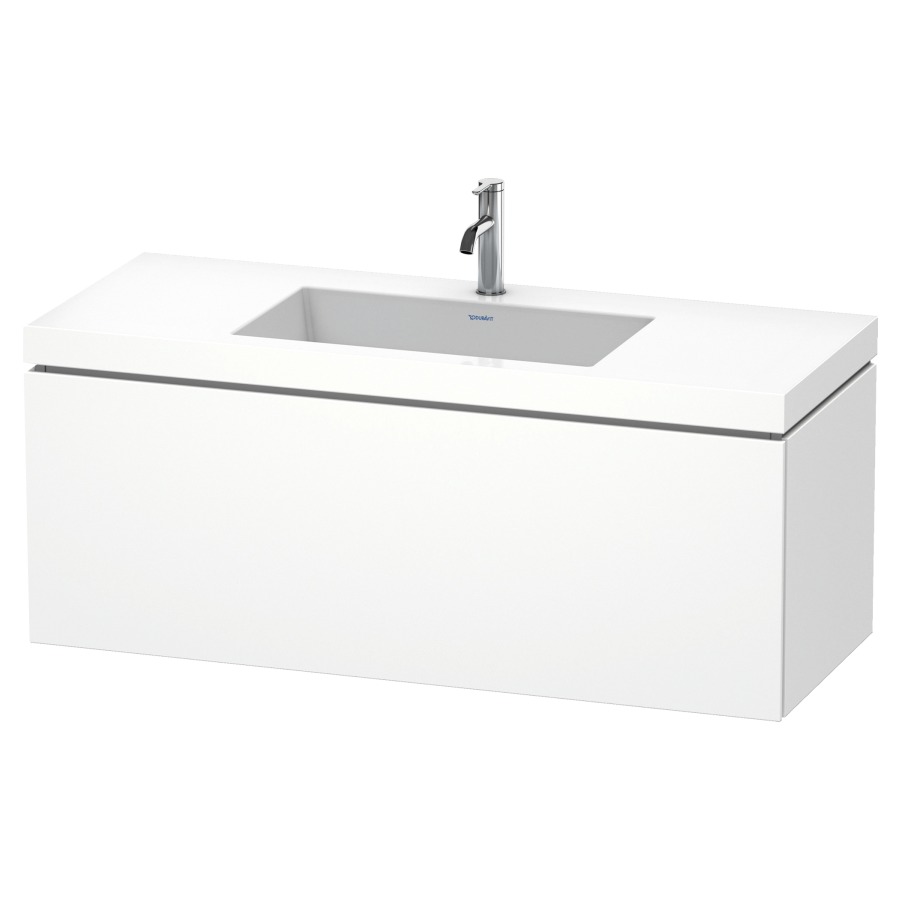 Combination de lavabo L-CUBE
C-BONDED
120,0 x 50,0 x 48,0 cm
élément à 1 tiroir
avec lavabo Vero Air
120,0 x 48,0 cm, avec siphon
gain de place