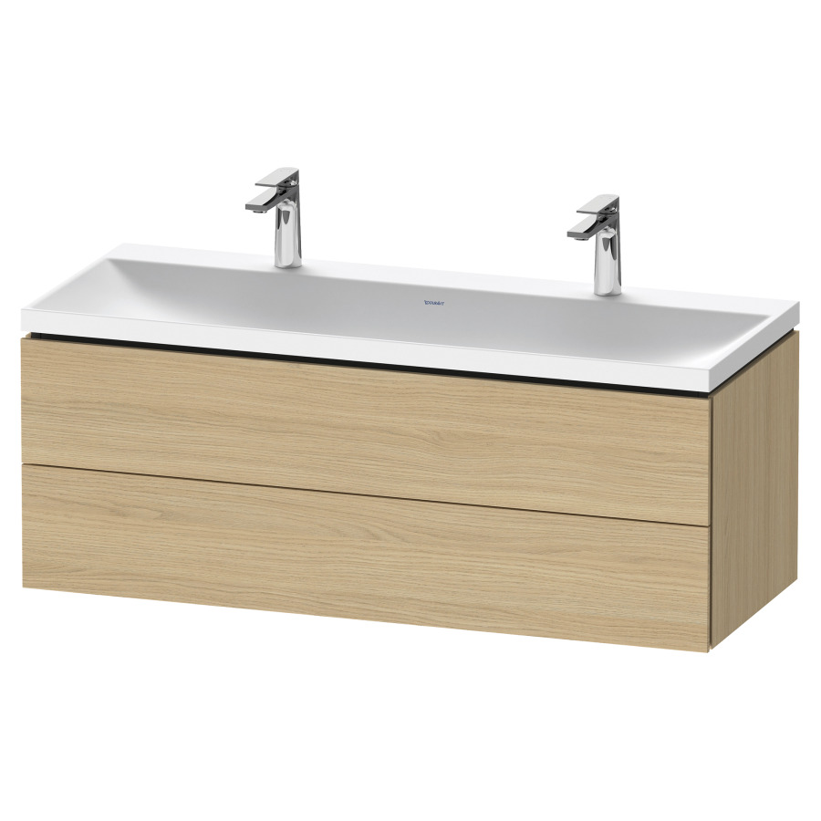 Combinaison de meuble L-CUBE
C-SHAPED Set
120 x 48 x 48 cm
élément à 2 tiroirs, Tip-On
avec lavabo coulée minérale
Vitrum, avec siphon gain de
place