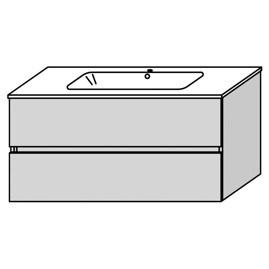 Combinaison de meuble ROOKY
101 x 49 x 46 cm
élément à 2 tiroirs
incl. lavabo en céramique
blanc, 1 trou robinetterie
avec trop-plein