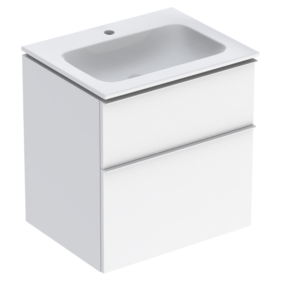 Combination de lavabo ICON
60,0 x 63,0 x 48,0 cm
élément à 2 tiroirs
poignée: blanc/revêtu par
poudre mat, avec lavabo
système de vidage et de trop-
plein Clou, sans siphon
855 107