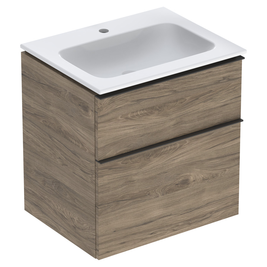 Combination de lavabo ICON
60,0 x 63,0 x 48,0 cm
élément à 2 tiroirs
poignée: lava/revêtu par
poudre mat, avec lavabo
système de vidage et de trop-
plein Clou, sans siphon
855 107