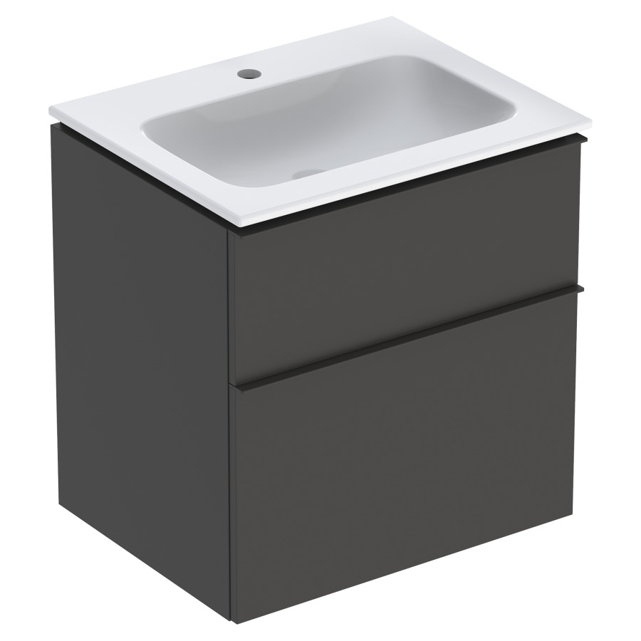 Combination de lavabo ICON
60,0 x 63,0 x 48,0 cm
élément à 2 tiroirs
poignée: lava/revêtu par
poudre mat, avec lavabo
système de vidage et de trop-
plein Clou, sans siphon
855 107