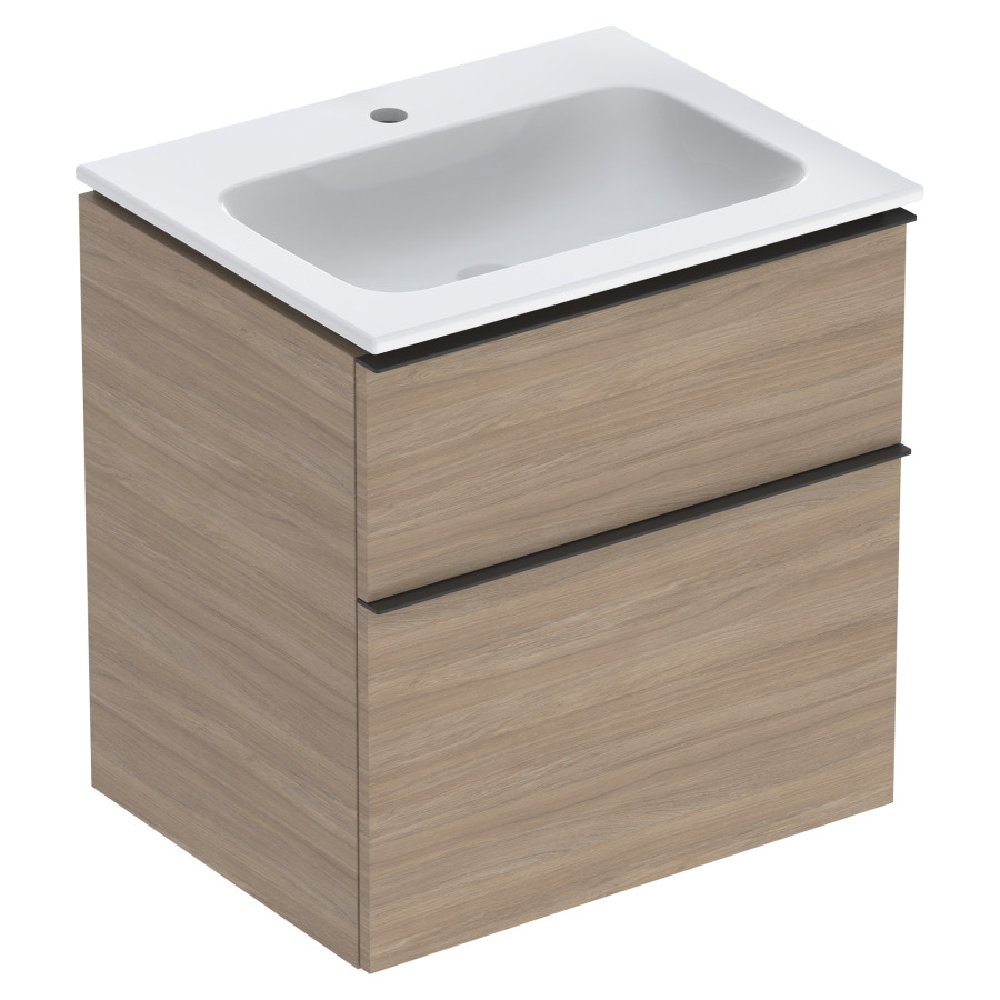 Combination de lavabo ICON
60,0 x 63,0 x 48,0 cm
élément à 2 tiroirs
poignée: lava/revêtu par
poudre mat, avec lavabo
système de vidage et de trop-
plein Clou, sans siphon
855 107