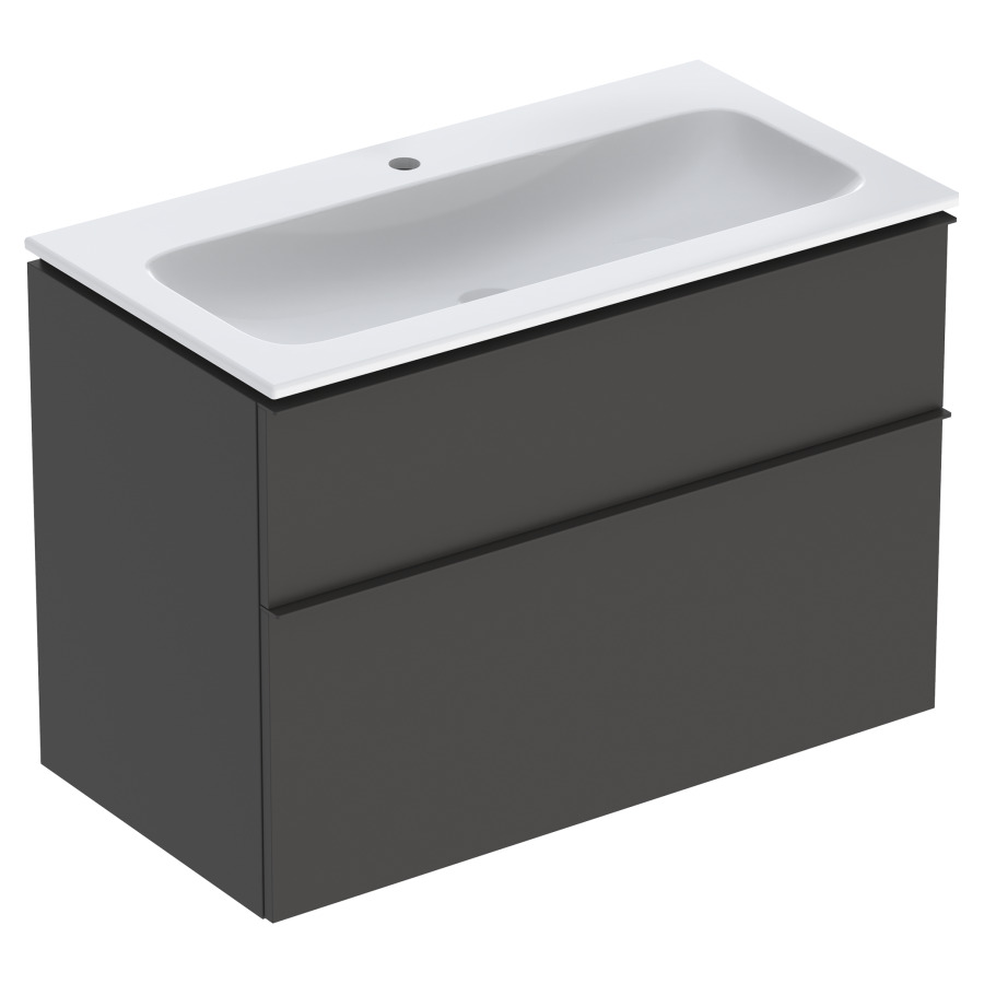 Combination de lavabo ICON
90,0 x 63,0 x 48,0 cm
élément à 2 tiroirs
poignée: lava/revêtu par
poudre mat, avec lavabo
système de vidage et de trop-
plein Clou, sans siphon
855 107