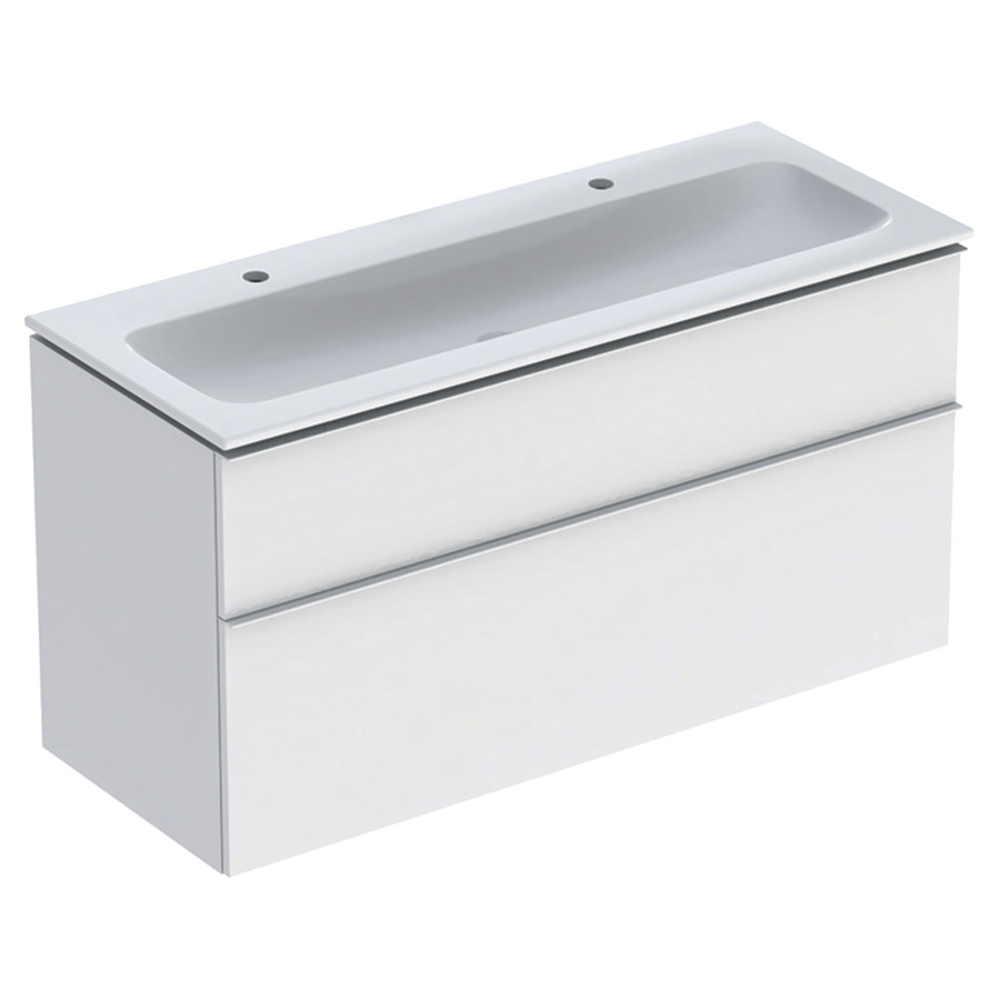 Combination de lavabo ICON
120,0 x 63,0 x 48,0 cm
élément à 2 tiroirs
poignée: blanc/revêtu par
poudre mat, avec lavabo
sans trop-plein, sans siphon
855 107