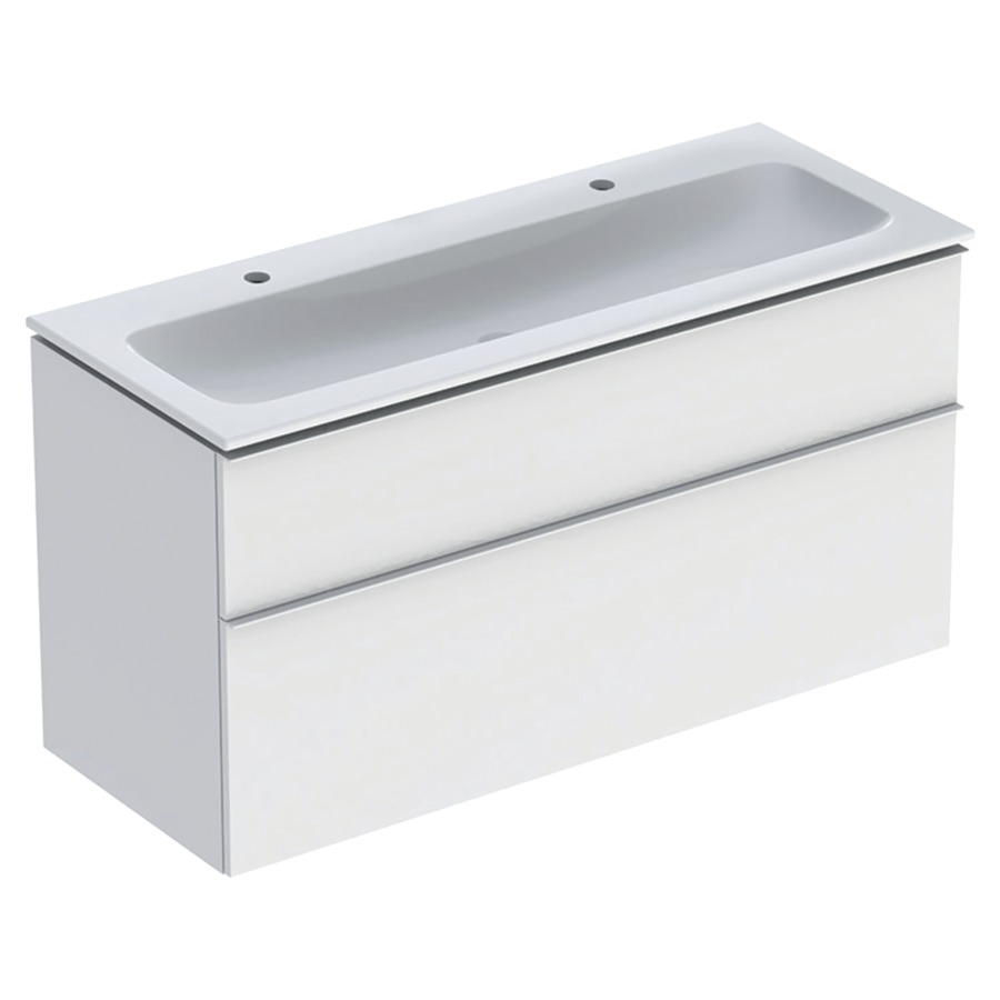 Combination de lavabo ICON
120,0 x 63,0 x 48,0 cm
élément à 2 tiroirs
poignée: blanc/revêtu par
poudre mat, avec lavabo
sans trop-plein, sans siphon
855 107
