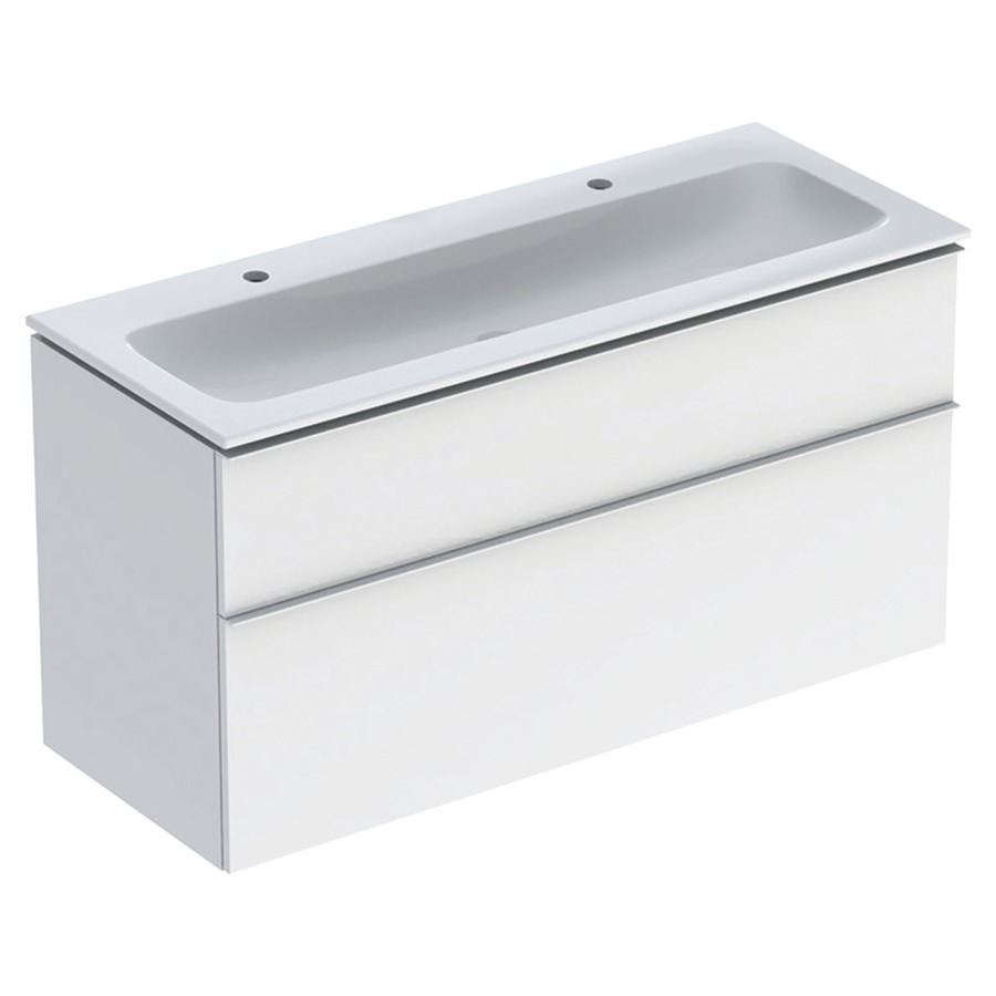 Combination de lavabo ICON
120,0 x 63,0 x 48,0 cm
élément à 2 tiroirs
poignée: blanc/revêtu par
poudre mat, avec lavabo
sans trop-plein, sans siphon
855 107