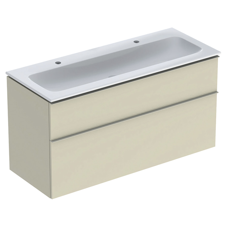 Combination de lavabo ICON
120,0 x 63,0 x 48,0 cm
élément à 2 tiroirs
poignée: sand-gris/revêtu par
poudre mat, avec lavabo
sans trop-plein, sans siphon
855 107