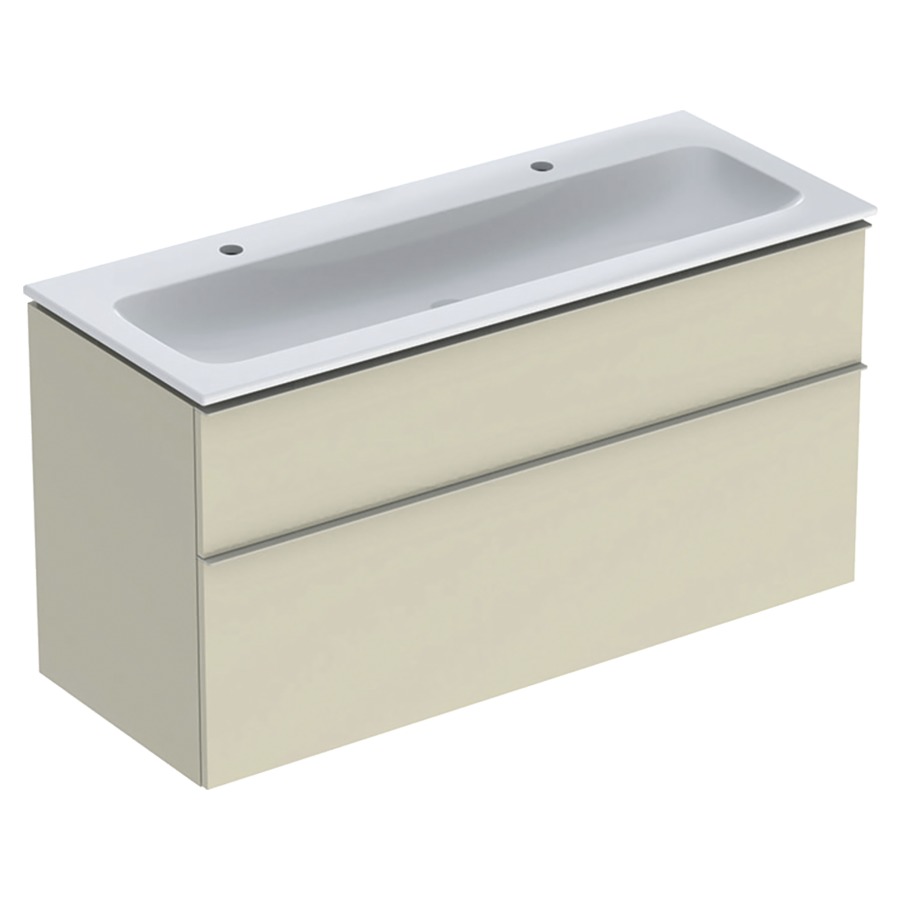 Combination de lavabo ICON
120,0 x 63,0 x 48,0 cm
élément à 2 tiroirs
poignée: sand-gris/revêtu par
poudre mat, avec lavabo
sans trop-plein, sans siphon
855 107
