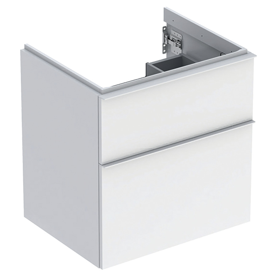 Élement inférieur ICON
59,2 x 61,5 x 47,6 cm
élément à 2 tiroirs
poignée: blanc/revêtu par
poudre mat
