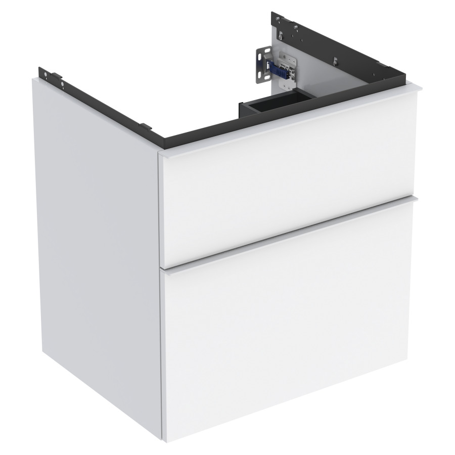Élement inférieur ICON
59,2 x 61,5 x 47,6 cm
élément à 2 tiroirs
poignée: blanc/revêtu par
poudre mat