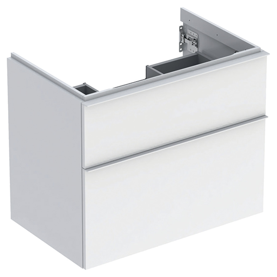 Élement inférieur ICON
74,0 x 61,5 x 47,6 cm
élément à 2 tiroirs
poignée: blanc/revêtu par
poudre mat