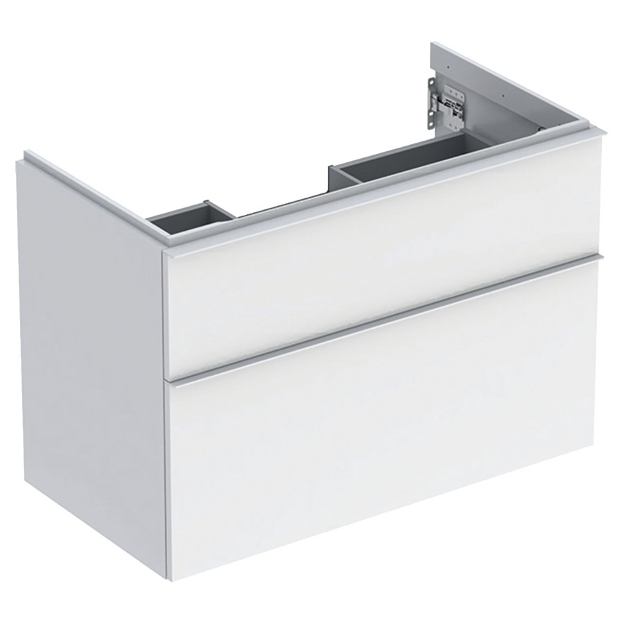 Élement inférieur ICON
88,8 x 61,5 x 47,6 cm
élément à 2 tiroirs
poignée: blanc/revêtu par
poudre mat