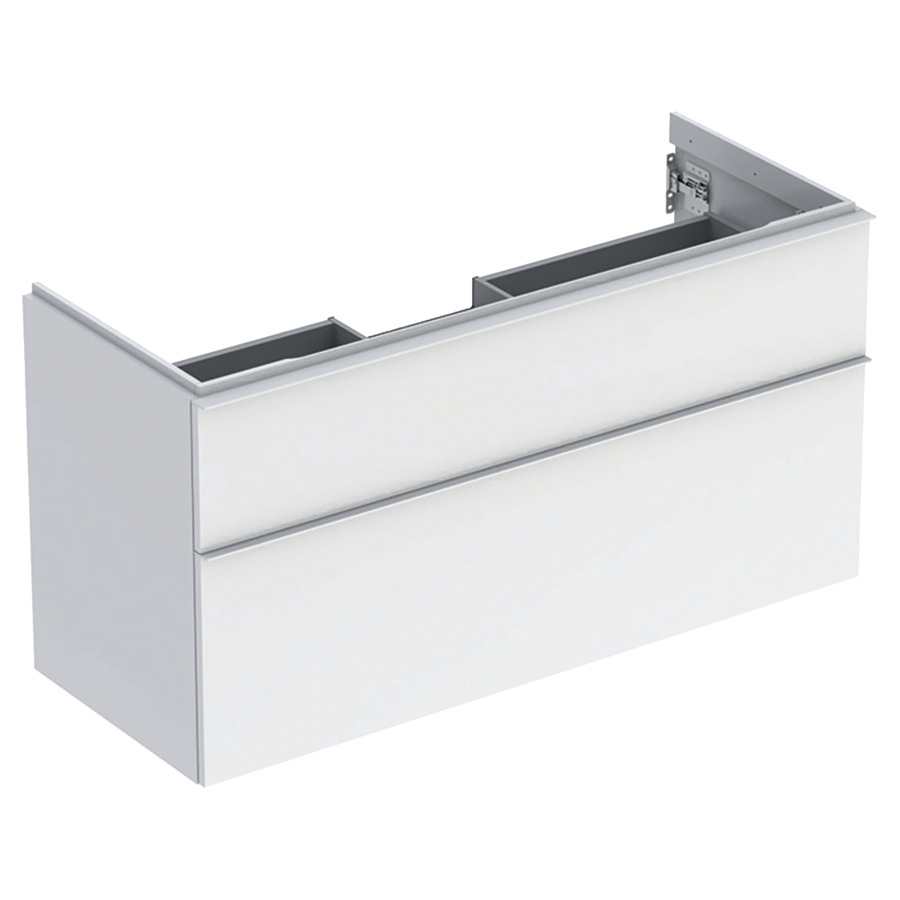 Élement inférieur ICON
118,4 x 61,5 x 47,6 cm
élément à 2 tiroirs
poignée: blanc/revêtu par
poudre mat