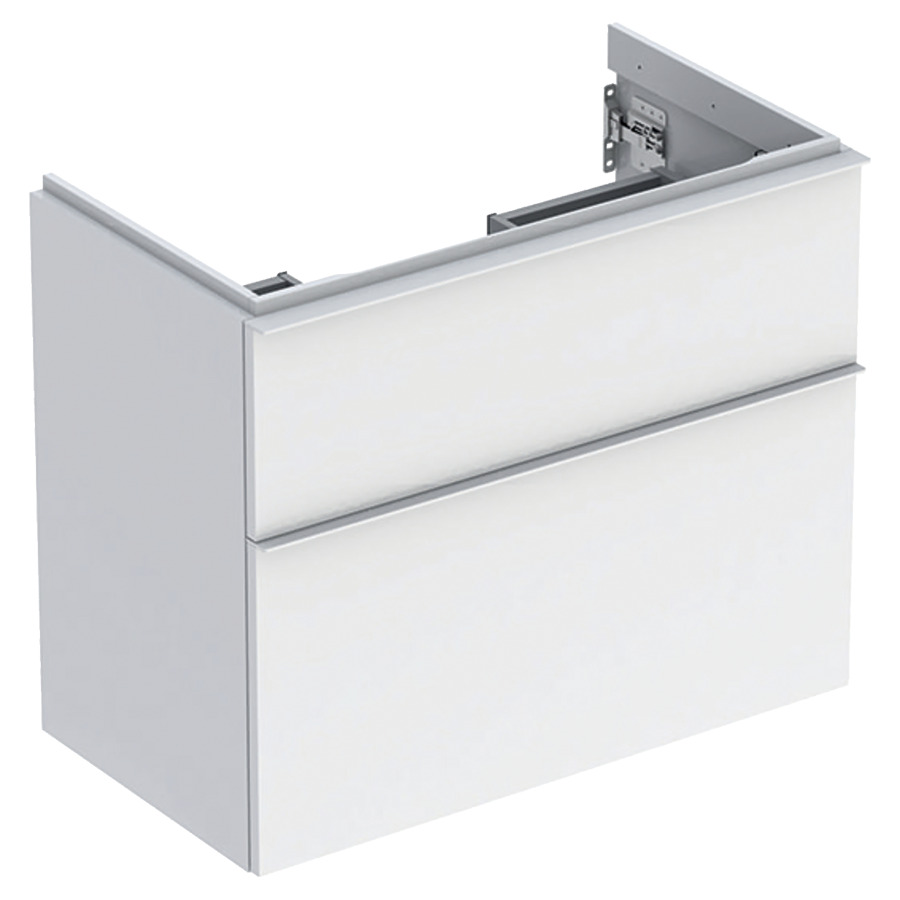 Élement inférieur ICON
74,0 x 61,5 x 41,6 cm
élément à 2 tiroirs
poignée: blanc/revêtu par
poudre mat