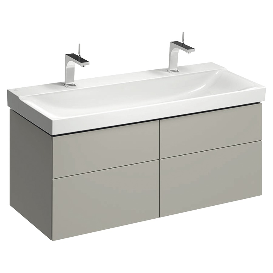 Élément inférieur XENO²
117,4 x 53,0 x 46,2  cm
2 éléments à chacune 1 tiroir
éclairage LED, 3000 K
pour lavabo 211 520
grège