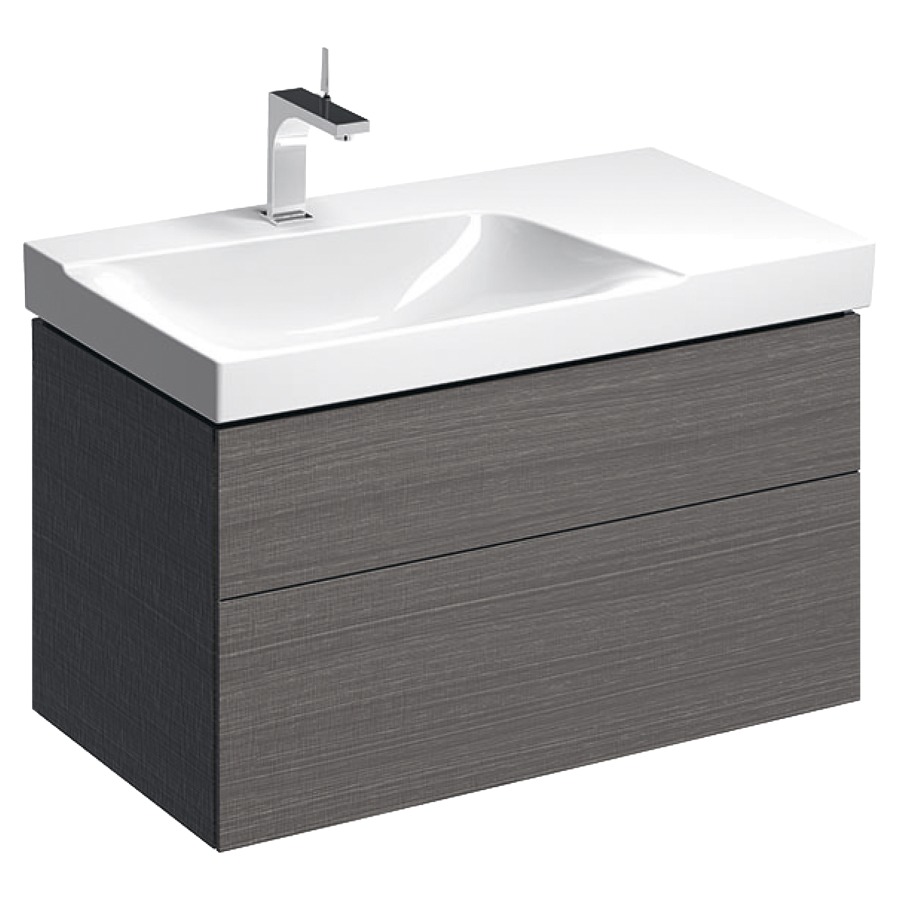 Élément inférieur XENO²
88,0 x 46,2 x 53,0 cm
élément à 2 tiroirs
éclairage LED, 3000 K
pour lavabo à gauche
gris