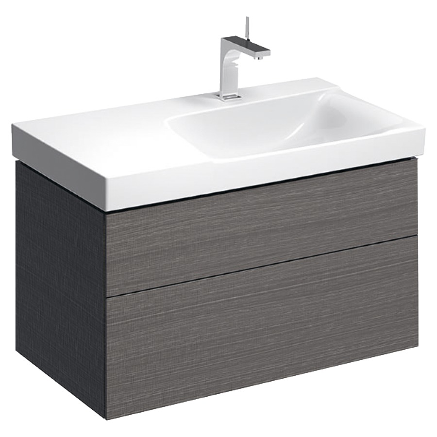 Élément inférieur XENO²
88,0 x 46,2 x 53,0 cm
élément à 2 tiroirs
éclairage LED, 3000 K
pour lavabo à droite
gris