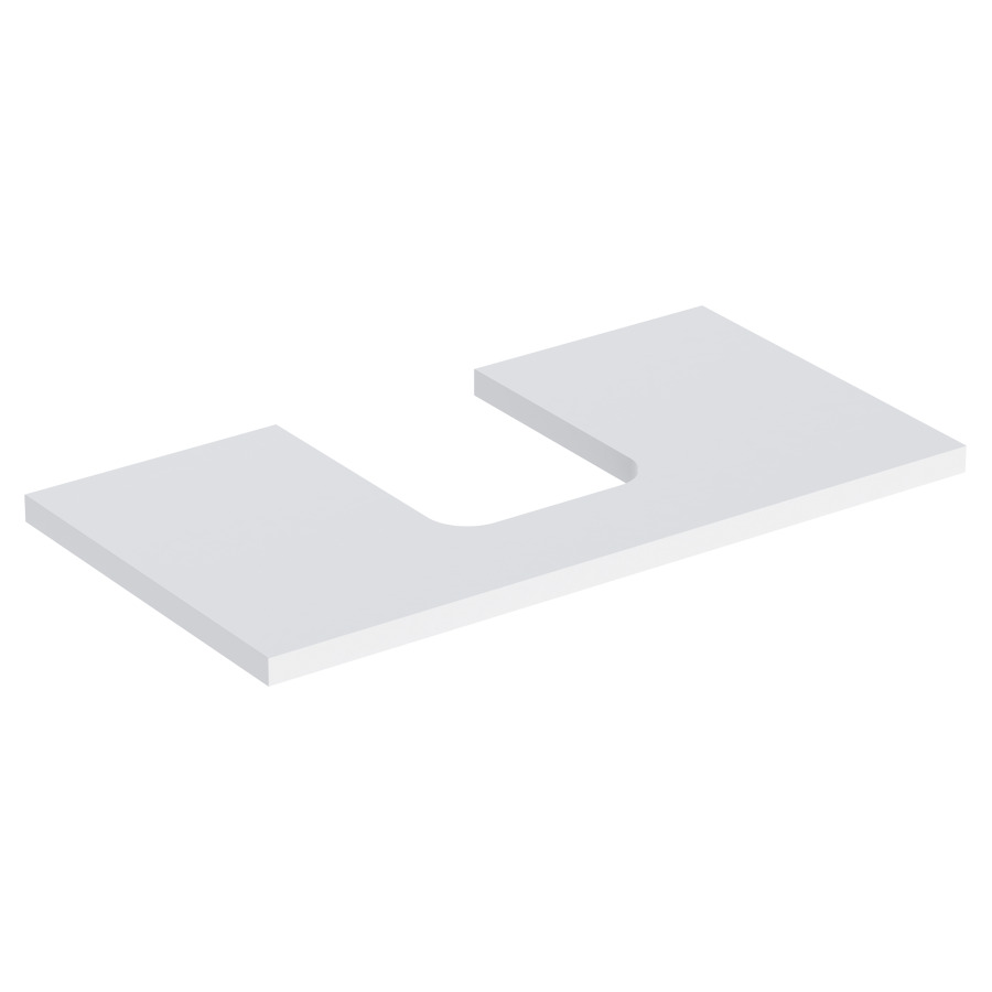 Plaque de recouvrement ONE
90,0 x 3,0 x 47,0 cm
pour lavabo à poser, forme de
coupelle, découpe au centre