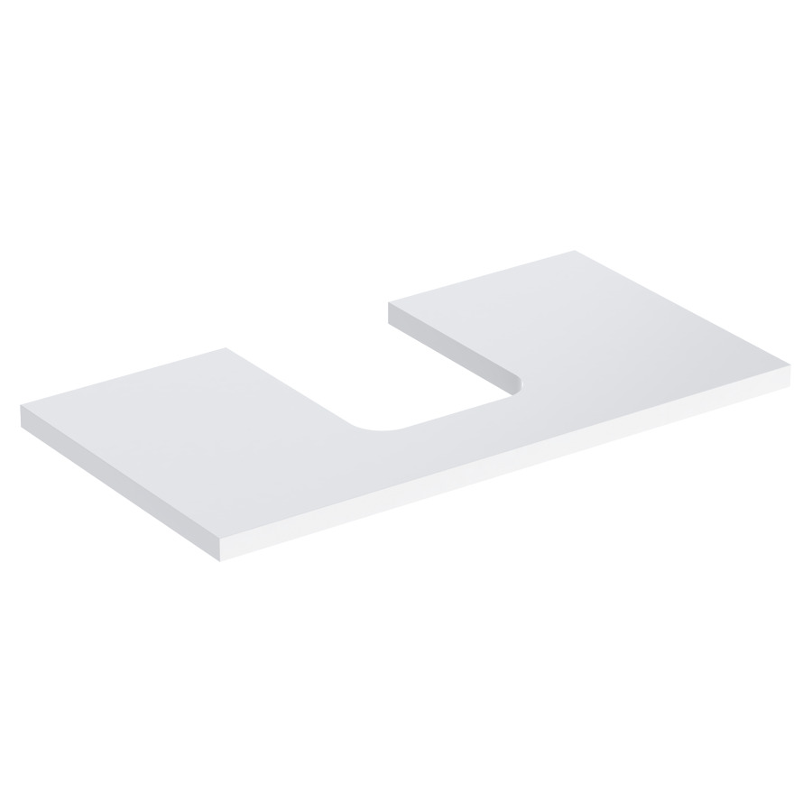 Plaque de recouvrement ONE
90,0 x 3,0 x 47,0 cm
pour lavabo à poser, forme de
coupelle, découpe au centre