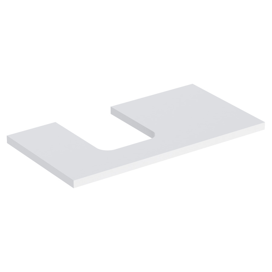 Plaque de recouvrement ONE
90,0 x 3,0 x 47,0 cm
pour lavabo à poser, forme de
coupelle, découpe à gauche