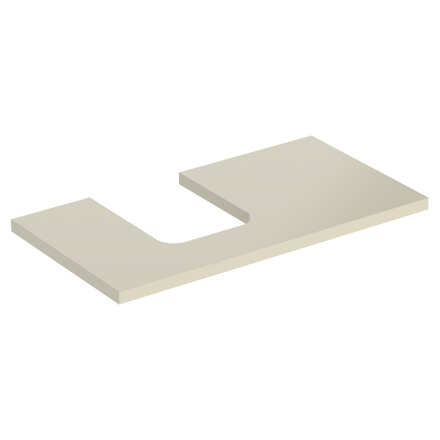 Plaque de recouvrement ONE
90,0 x 3,0 x 47,0 cm
pour lavabo à poser, forme de
coupelle, découpe à gauche