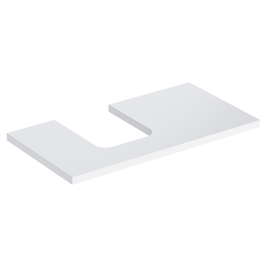 Plaque de recouvrement ONE
90,0 x 3,0 x 47,0 cm
pour lavabo à poser, forme de
coupelle, découpe à gauche