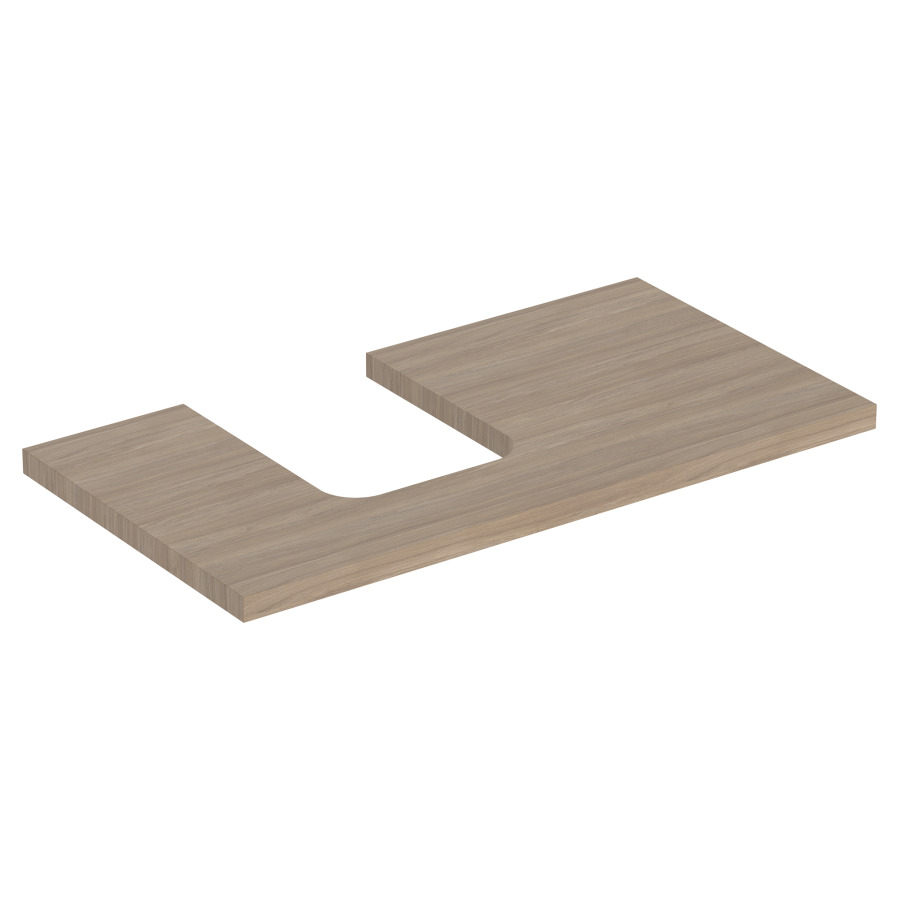 Plaque de recouvrement ONE
90,0 x 3,0 x 47,0 cm
pour lavabo à poser, forme de
coupelle, découpe à gauche