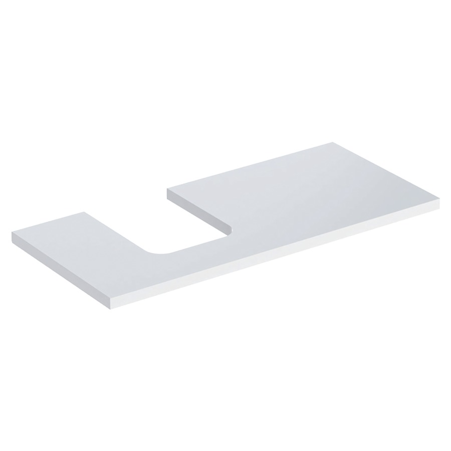 Plaque de recouvrement ONE
105,0 x 3,0 x 47,0 cm
pour lavabo à poser, forme de
coupelle, découpe à gauche