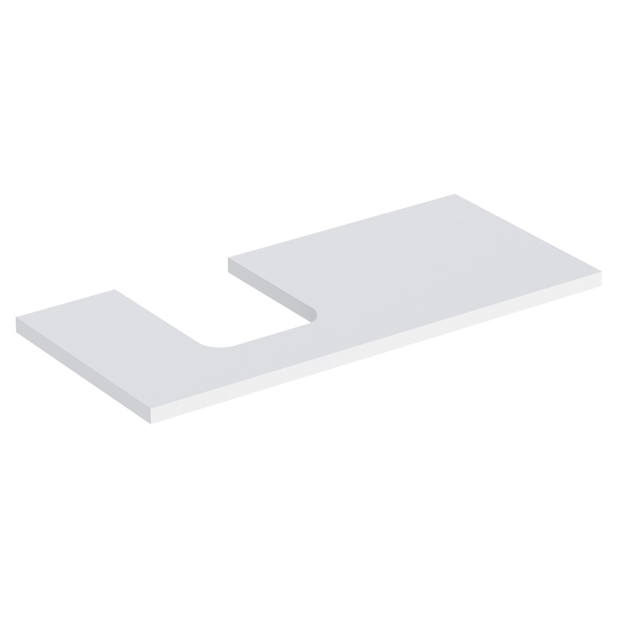 Plaque de recouvrement ONE
105,0 x 3,0 x 47,0 cm
pour lavabo à poser, forme de
coupelle, découpe à gauche