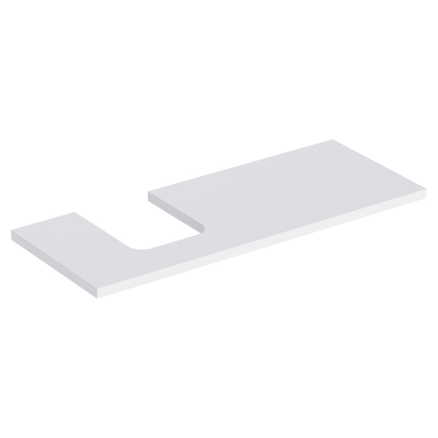 Plaque de recouvrement ONE
120,0 x 3,0 x 47,0 cm
pour lavabo à poser, forme de
coupelle, découpe à gauche